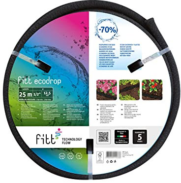 FITT ECODROP 1/2 (12,5mm) 25m Tubo microporoso Che trasuda Acqua per Irrigazione Interrata, in Superficie e localizzata a Goccia, Senza raccordi