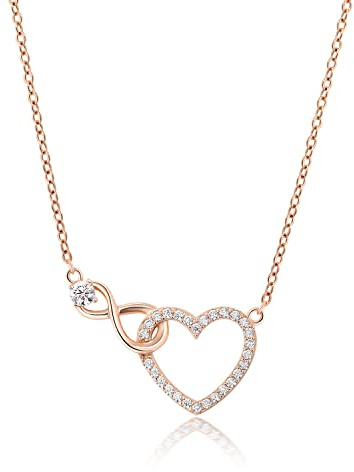 Meissa Herzkette Unendlichkeit Damen Halskette 925 Sterling Silber Roségold Herz Infinity Kette Anhänger Romantische Liebe Geschenk für Frauen Freundin Sie Geburtstag Valentinstag Jahrestag