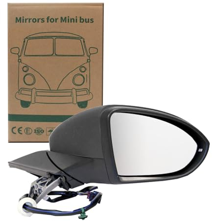 Convitex Rétroviseur Extérieur Complet Pour Vw Golf 7 Droite, Électrique, Convex, Chauffé, Clignotants Latéraux, Avec fonction mémoire, 10 Pins, Accessoires Voiture