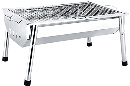 Holzkohlegrill Picknickgrill/Kohlegrill Kleiner Edelstahl BBQ Grill Camping Tischplatte Grill Tragbarer faltbarer Holzkohlegrill Grill for Outdoor Camping Kochen, 15,7 × 11.0 × 4,3 BBQ Grill Holzk