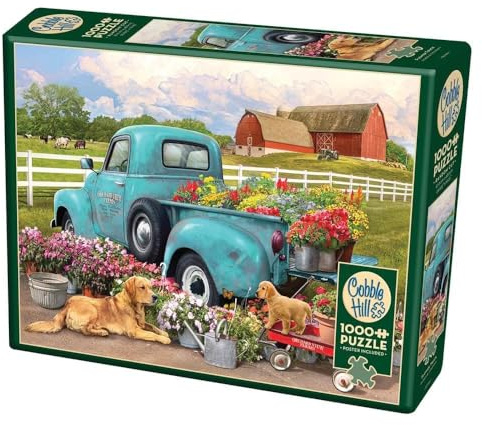 Cobble Hill Puzzle de 1000 pièces – Camion à fleurs – Poster d'échantillon inclus