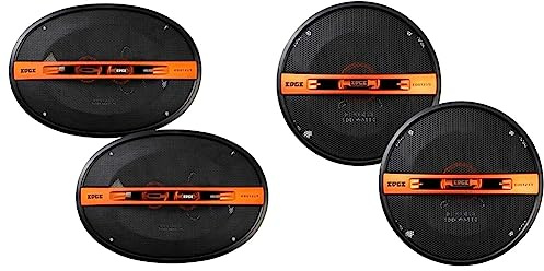 EDGE Car Audio 6X9 Parcel shelf speakers EDST219-E6 Black and Orange, 3 way & 5.25” Co-axial speaker - 50/100 W (RMS/MAX), Black, EDST215-E6