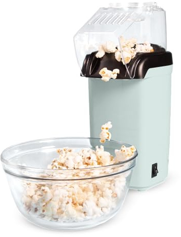 Tasty Hot Air Popcorn Popper, Healthy and Delicious Popcorn in Minutes, Fast and Easy-to-Use, Built-In Measuring Cup and Butter Warmer, 8 Cups, Aqua