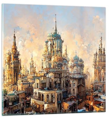 ARTTOR Bilder auf Glas 70x70cm Wandbild Glasdruck Architektur Städte - 5603 | Alt Stadt Geschichte Groß Modern Dekoration Wohnzimmer Schlafzimmer Küche Wanddeko Kunstdruck Art Wall Decor ARTTOR