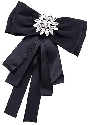 CALLARON Bowknot Fliege Brosche Aus Strass Mit Nadel Schwarz Brustnadel Für Damen Hemd Dekoration Party Kleidung Accessoire