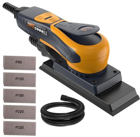 MAXXT Pro 350W Brushless Orbital Sander | 3mm Stroke, 4000-10000 RPM Variable Speed | Corded Electric Sander with 10 Sandpapers & EC Motor