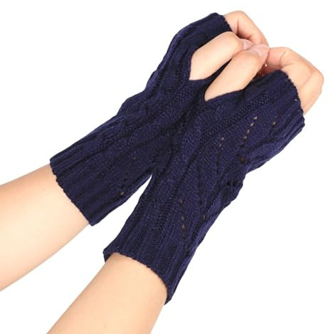 EVANEM 3 Paires De Gants Demi Doigts en Tricot pour Femmes Gants Thermiques Rétro sans Doigts Gants sans Doigts en Tricot De Câble Au Crochet Classique Extensible pour Dames Filles Sports De Plein