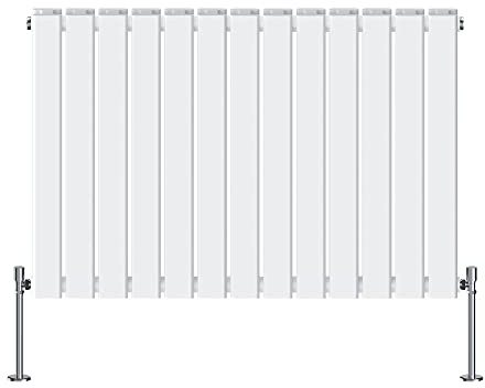 NRG Horizontal 600x884mm Double Flat Panel Designer Radiator White | Horizontal Radiator, Modern, Central Heating Rad, Mild Steel, Column Radiator Wall Mounted, for Living room Kitchen Bathroom