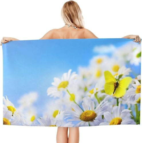 okoikfc 3D Strandtuch 150x200 cm Blumen Badetuch Groß Blumen Microfaser Handtücher Weich Schnell Trocknen Strandhandtuch Herren Frauen Badetücher, Strandtücher Strandlaken Handtuch A916
