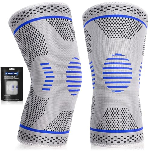 Lexniush Kniebandage für Männer/Damen 2 Stück, Kompression Kniestütze, Beste Knee Sleeves Support für Meniskus, Arthrose, ACL, Knieschmerzen, Joggen, Laufen, Kraftsport, Sport