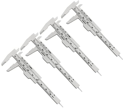 TEMOOUES 4 calibradores de plástico de 80 mm, calibrador Vernier de doble escala, herramienta de medición deslizante para uso en la oficina de estudiantes