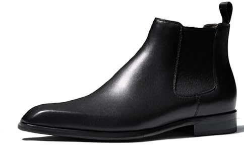 Chelsea Stivali in PU Pelle Stivali Classici Stivaletti Uomo Slip on Stivali,Nero,38 EU