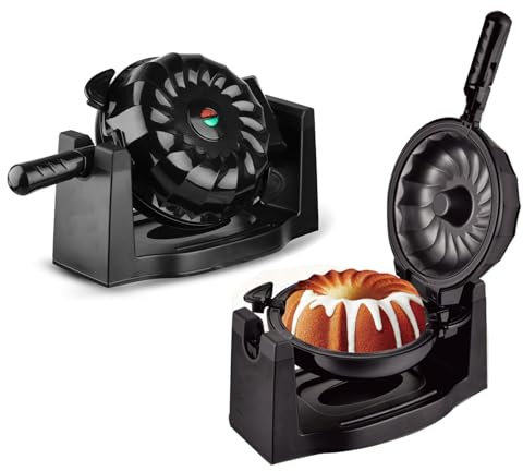 BDJSN Mini Máquina para Hacer Pan Volteada, Máquina para Hacer Gofres para Pasteles Giratoria De 360 ​​​​° para El Hogar De 1800 W con Placa Antiadherente, Calentamiento De Doble Cara