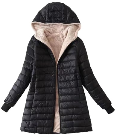 Piumino lungo da donna Piumino taglie forti Giacca in cotone Piumino leggero con giacca invernale con cappuccio Piumino 100 Grammi Donna Micropile Donna Montagna
