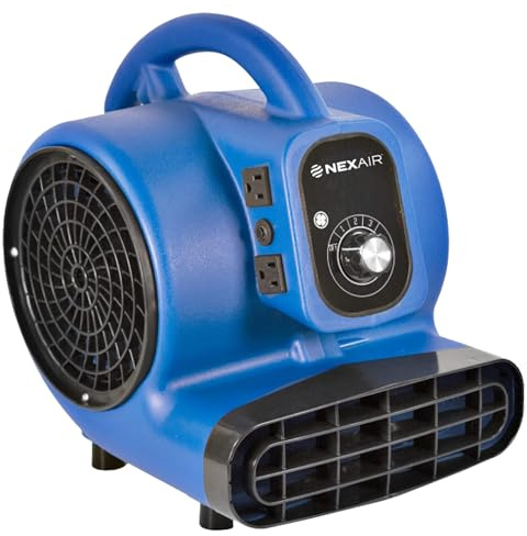NEXAIR 1/4 HP Industriell mattorkare med hög hastighet 3 hastigheter, kraftfull luftfläktsjusterbar vinkel, golvtorkfläkt, torkar, kyler och ventilerar vindutrymmen, arbetsområden, garage