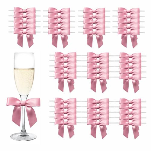 MORSUNBELA 50 Lazos de Regalo pequeños para Envolver Regalos decoración de Navidad, Rosa Viejo