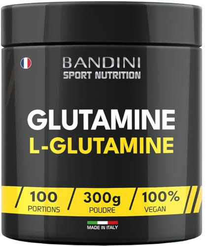 Bandini® L-Glutamin Pulver, hochdosiert & geschmacksneutral, reines veganes L Glutamin, Aminosäure aus natürlicher Maisfermentation, 300g Glutamine Powder für Training und Sport, 100 Portionen