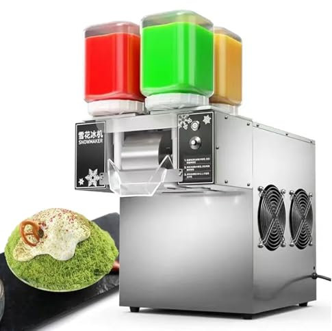 BDJSN Fabbricatore Automatico di Ghiaccio a Fiocchi di Neve, 120 Kg/24 H, 4 Secchi in Acciaio Inox, Tamburo di Refrigerazione da 90 Mm, Raffreddamento Ad Aria, per Frullati, Latte, Gelato, caffè