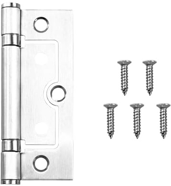 Flylin 3 Inch Door Hinges 10Pcs, Stainless Steel Silver | No Noise Folding Butt Hinges with Screws for Doors Cupboards Windows