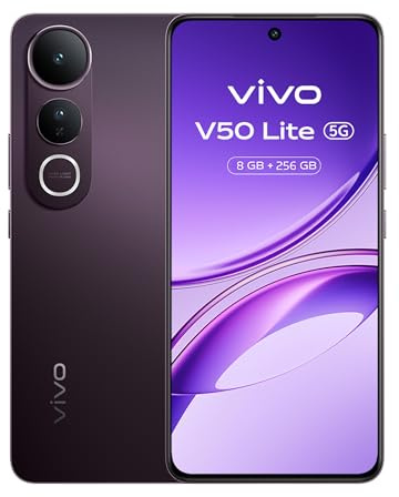 vivo V50 Lite Smartphone 5G | 8+8 Go RAM, 256 Go | Batterie BlueVolt 6500 mAh FlashCharge 90W | Caméra Sony IMX882 50MP avec Aura Light, Écran P-OLED 6,77” 120 Hz, IP65