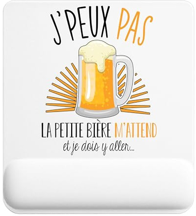 Planetee Tapis de Souris Petite Bière | Accessoire Bureau Ergonomique - Idéal pour Anniversaire, Collègue, Secret Santa Noël, Fête des Pères et Fête des Mères