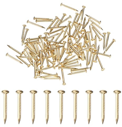 M METERXITY 100-Pack Small Tiny Nails, 1.2mm x 12mm Brass Precision MIni Nails Hardware Round Head for Wooden/DIY Crafts Decorative/Household Accessories/Picture Hanging