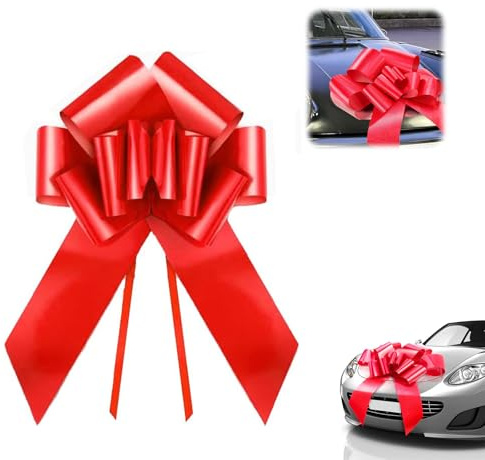 YOYEAH XXL Auto Schleife (58 cm / 23 Zoll) - Groß Geschenkschleife für Auto, Weihnachten & Haushalt. Riesen Schleife Perfekt für Autos & Haushaltsgeräte, 18 Geburtstag Auto (Rot)