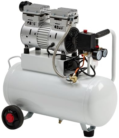 LUXOAK Luftkompressor 30L, ölfrei, Doppelzylinder, 8 Bar | 160 L/min Luftstrom, 0,75 kW Motor, automatisches Ablassventil, mobile Räder, Werkstatt für Reifen Lackierung Holzarbeiten
