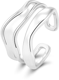 ALEXCRAFT Ringar silver kvinnor justerbar stapling tumring lager stapelbar flera lager öppen kramring silver 925 förlovningsring förlovningsring förlovningsringar kändisband ring för kvinnor kvinnor