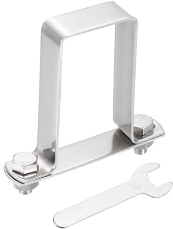 sourcing map Collier de serrage carré en forme de U, 40 x 80 mm, support en forme de U en acier inoxydable 304 avec plaque de boulon, écrous et clé pour tuyaux, porte, barre fermée, garde-corps