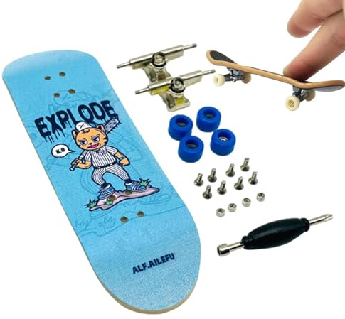 Renopfect Fingerskateboards Set, 10x3 cm Finger Skateboard Set Finge-rboard Skate Aus Ahorn Holz F-Inger-Skateboard, Mini-Scooter, Fing-er Skateboard Spielzeug Für Kinder Partytütenfüller