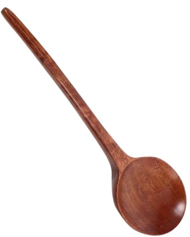Cuillère à Ramen Japonaise en Bois à Long Manche, Grosse Louche | Marron, Design Ergonomique Minimaliste, Usage Banquet et Table à Manger, Multifonction