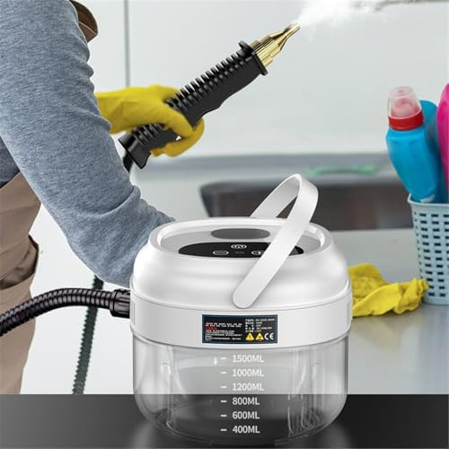 Pulitore a vapore ad alta capacità da 1500 ml, con 3 spazzole, macchina per la pulizia a vapore pressurizzata ad alta temperatura per casa, pavimenti e superfici