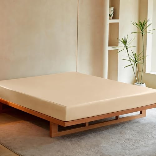 THXSILK Seiden Spannbettlaken 100x200 cm Champagner, 15% Maulbeerseide und 85% Modal mit Rundumgummi, Oeko-Tex Zertifiziert, Kühlend Hypoallergen, Matratzenhöhe bis 30 cm