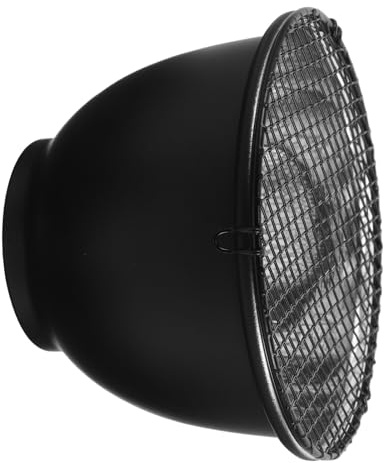 Couvercle de Lampe Chauffante pour Reptiles, Dôme Aluminium avec Grille | Lumière Uvb et Ampoules Chauffantes, Profondeur 3, 7 Pouces, Ouverture 1, 8 Pouce, Noir