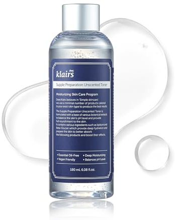 DearKlairs Toner non parfumé à préparation souple 6,08 fl oz, léger, sans huile essentielle, sans alcool, emballage modifié