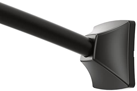 Moen 72-Inch Adjustable Matte Black Permanent Mount Curved Shower Curtain Rod for Bathtub or Shower, CSR2164BL