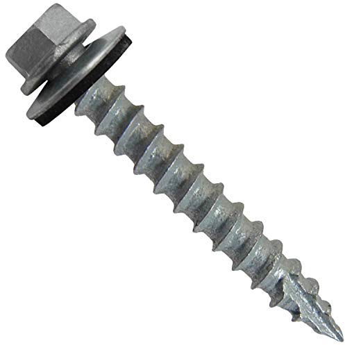 #14 Metal Roofing Screws: (250) Screws x 1-1/2 Galvanized Hex Head Sheet Metal Roof Screw. Self Starting Metal to Wood Sheet Metal Screws with EPDM Washer. for Corrugated Roofing