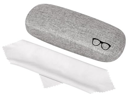 Oak & Tea Brillenetui, Hartschalen-Brillenetui, Brillenetuis von Für Männer Frauen Kinder, Brillenaufbewahrung mit Reinigungstuch, Kratzfeste Brillenbox,für Brillen,Sonnenbrillen und Lesebrille(Grau)