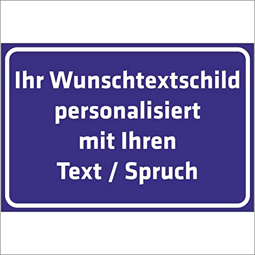 Indigos UG - Schilder selbst gestalten mit Wunschtext - Schild personalisiert blau - Aluverbundplatte in 8 Größen - mit Text und Schrift - für Garage, Parkplatz, Firma, Schule, Hotel oder Carport