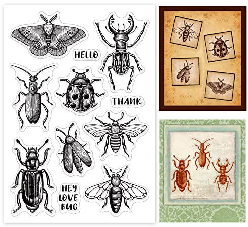 PH PandaHall Stempelsets Insekten Clear Seal Stamps Transparente Silikonsiegel Für DIY Scrapbooking Karten Machen Fotoalbum Dekoration Briefmarkenblätter Sammlung von Proben