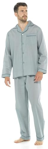 Thingimijigs Mens Traditional Patterned Easy Care Pyjamas Set Loungewear Sleepwear - Blue Stripe - L