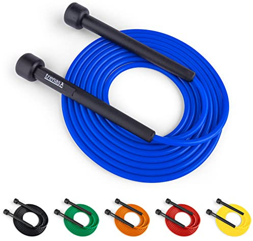 trenas Springseil | Jump Rope | Rope Skipping Seil | Springseil Erwachsene & Kinder | 3 Meter | Einfach verstellbar | Speed Rope