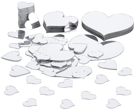 PandaHall 100 Stück Spiegel In Herzform 4 Größen Selbstklebende Spiegelfliesen Liebesherz Spiegel Mosaikfliesen Kleiner Spiegel Basteln Für Hochzeit Weihnachtsbaum Vase Kunsthandwerk Zuhause Wand