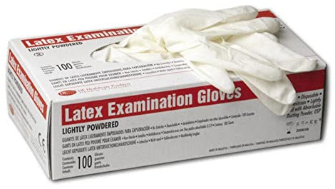 DE Healthcare Products – Latexhandschuhe (100 Stück), gepudert, unsteril, hypoallergene Handschuhe weiße Handschuhe, XS