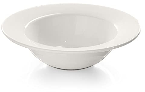 Modermo Piatto Fondo in Porcellana per Pasta, Diametro Ø 27 cm, linea Prima, Bianco, Piatto per Insalata, Zuppa, Colazione, Piatto per Cena, Lavabile in Lavastoviglie