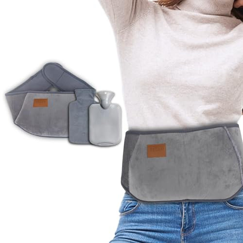 Hot Water Bottle Pouch with Waist Cover with Wearable Belt, Wrap Around Hot Water Bottle PVC Soft Hand Warmer Leakproof Water Bag for Stomach, Period Pain Relief, Back, Tummy and Shoulders1