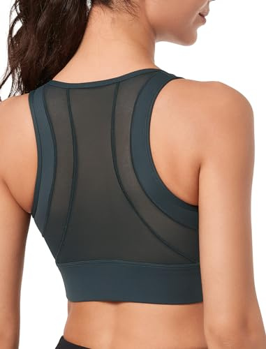 Yvette Damen Sport BH mit Vorderverschluss Mesh Ringerrücken volle Abdeckung Lauf Fitness Reiten Bra