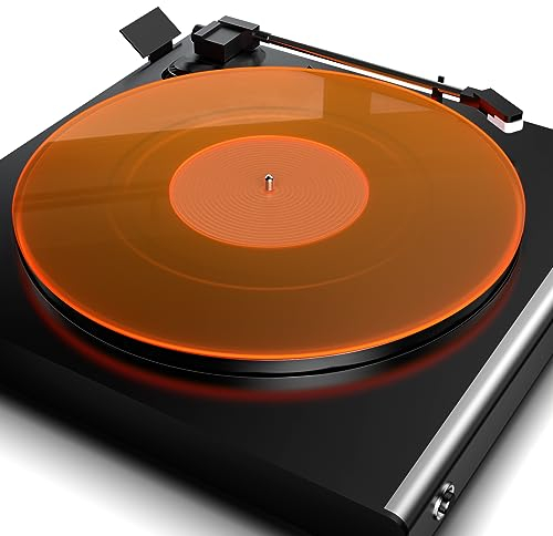 Alfombrilla giratoria para tocadiscos, alfombrilla antideslizante de vinilo para tocadiscos antiestático más apretado y definido, naranja