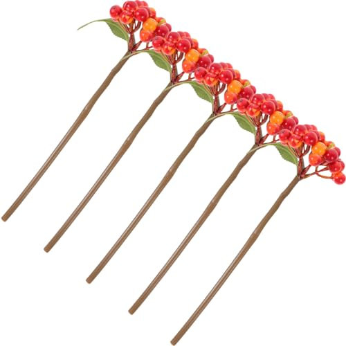HOMSFOU Weihnachtsschmuck 5 Stück Orangefarbene Beerenstiele 25 4 cm Künstliche Stechpalmen-Weihnachtsbeeren Zweige Für Weihnachtsbaum DIY-Kranz Party-Dekoration Christbaumschmuck